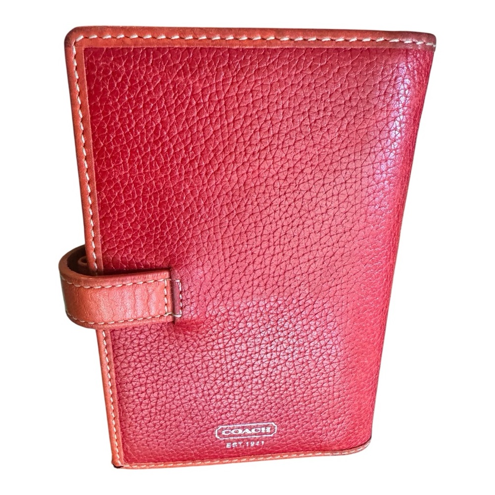 Coach Red Leather Wallet with Snap Closure - Picture 9 of 11